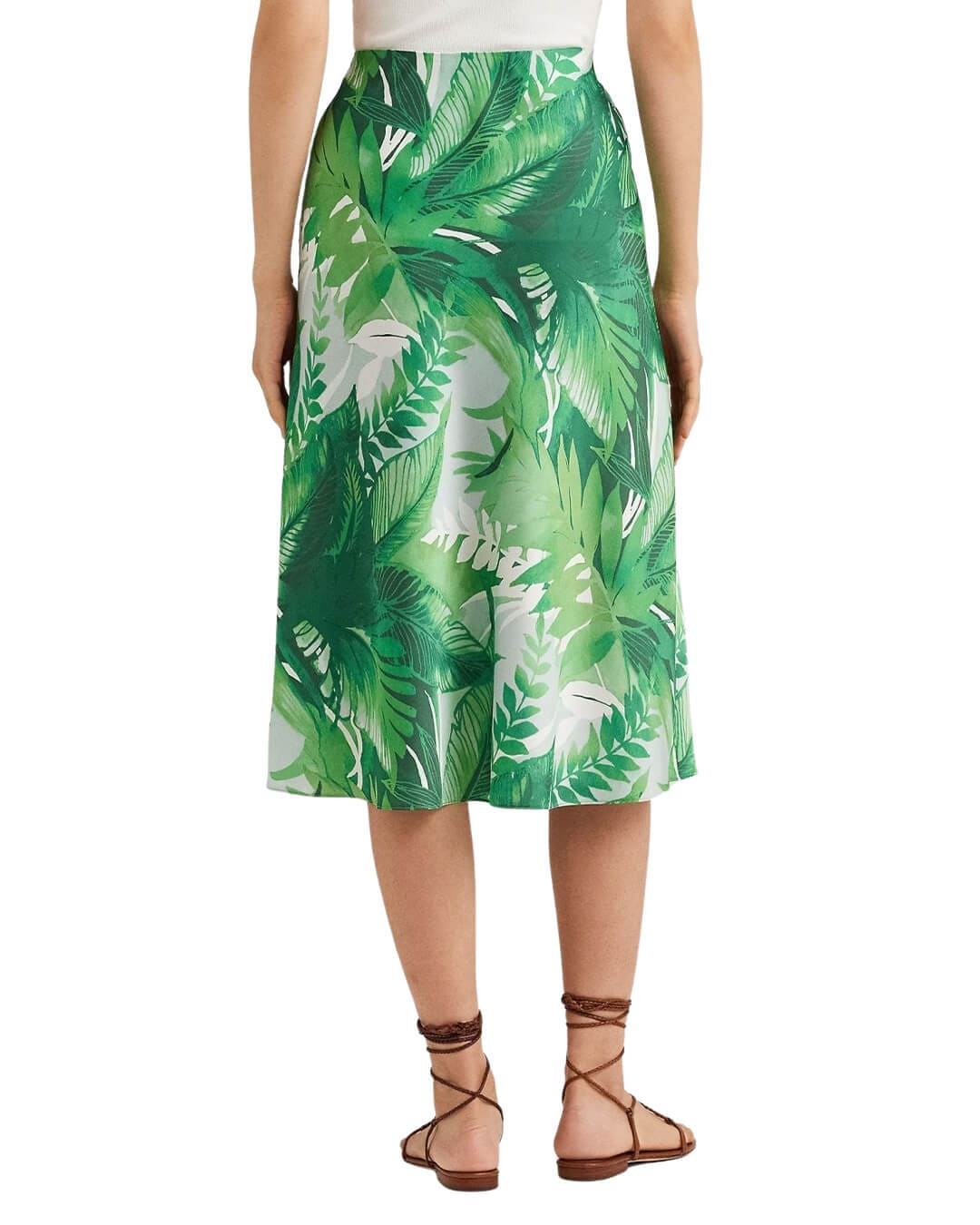 Lauren By Ralph Lauren Skirts Lauren By Ralph Lauren Palm Frond-Print Charmeuse Midi Skirt