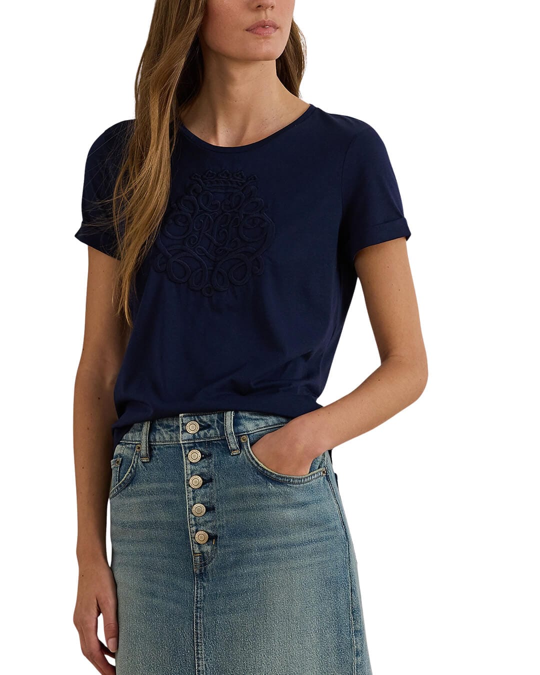 Lauren By Ralph Lauren T-Shirts Lauren By Ralph Lauren Hailly Ss T-Shirt Navy T-Shirt