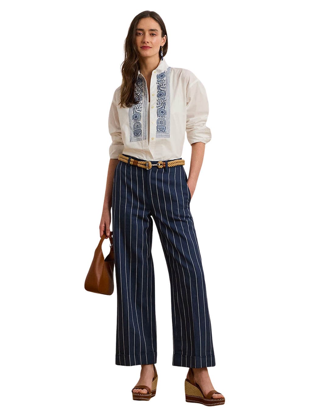 Lauren By Ralph Lauren Trousers CULCETTE-CROPPED-FLAT FRONT NAVY