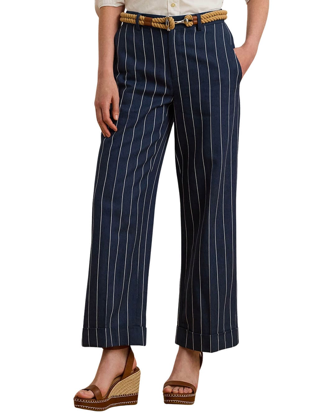 Lauren By Ralph Lauren Trousers CULCETTE-CROPPED-FLAT FRONT NAVY