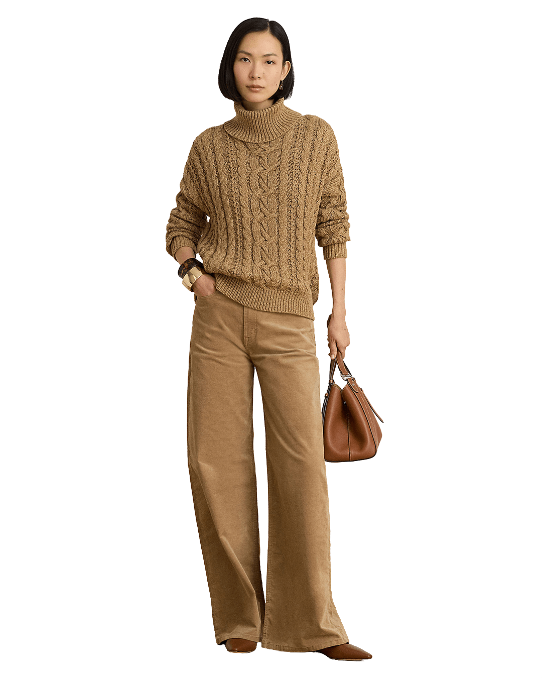 Lauren By Ralph Lauren Trousers Lauren by Ralph Lauren Beige Woven Wide-Leg Trousers