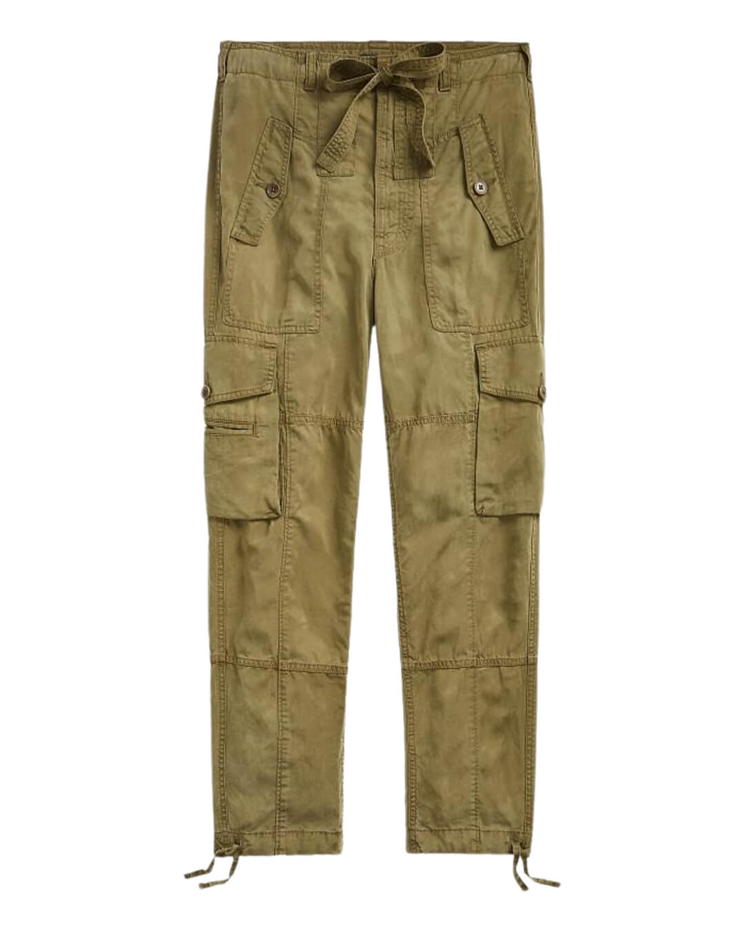 Lauren By Ralph Lauren Trousers Lauren By Ralph Lauren Green Linen-Blend Twill Cargo Pant