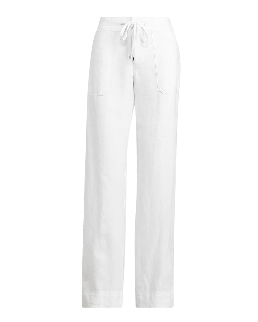 Lauren By Ralph Lauren Trousers Lauren By Ralph Lauren Jovonie Wide Leg Linen Pants White Trousers