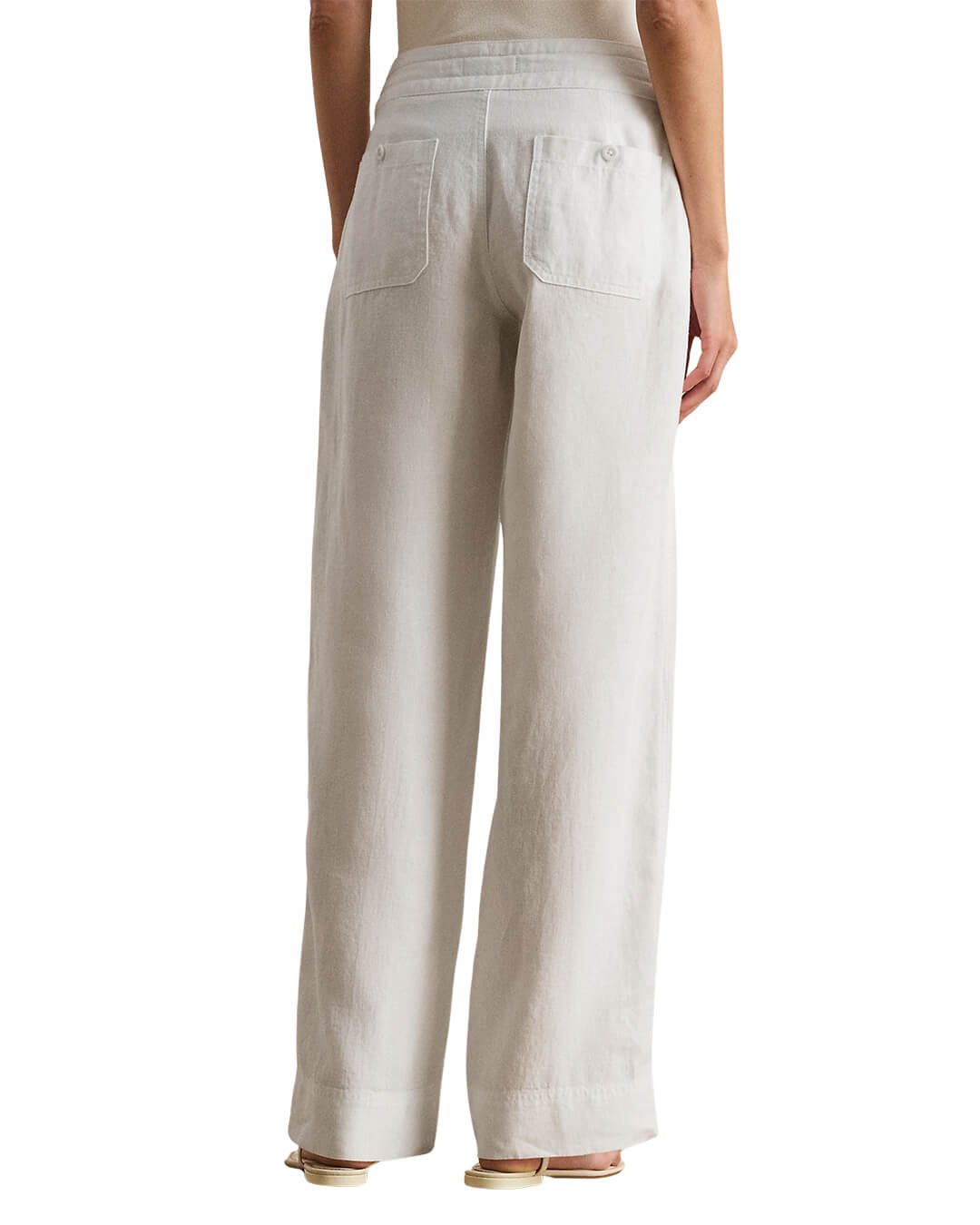 Lauren By Ralph Lauren Trousers Lauren By Ralph Lauren Jovonie Wide Leg Linen Pants White Trousers
