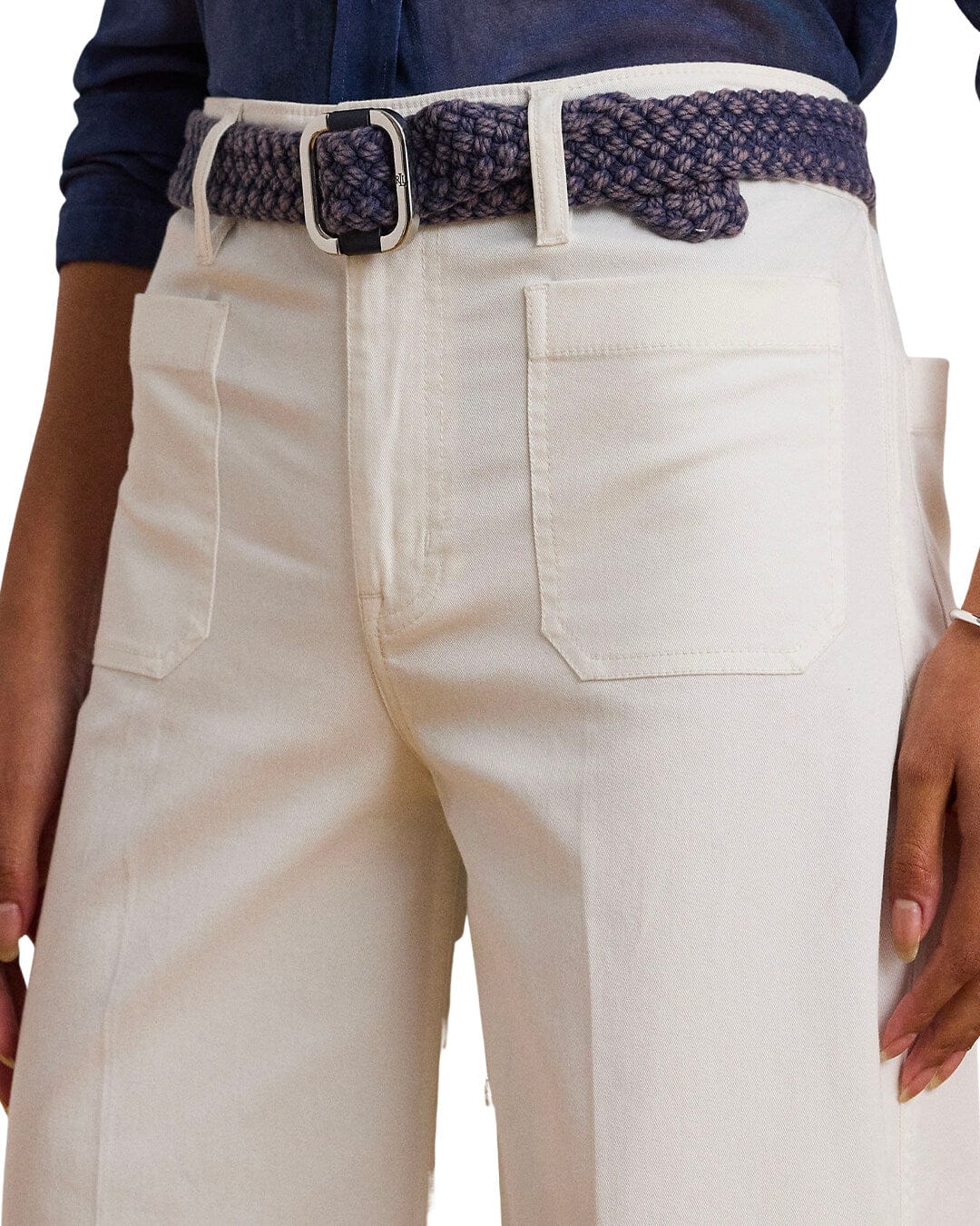 Lauren By Ralph Lauren Trousers YURSHANE-CROPPED-FLAT FRONT WHITE