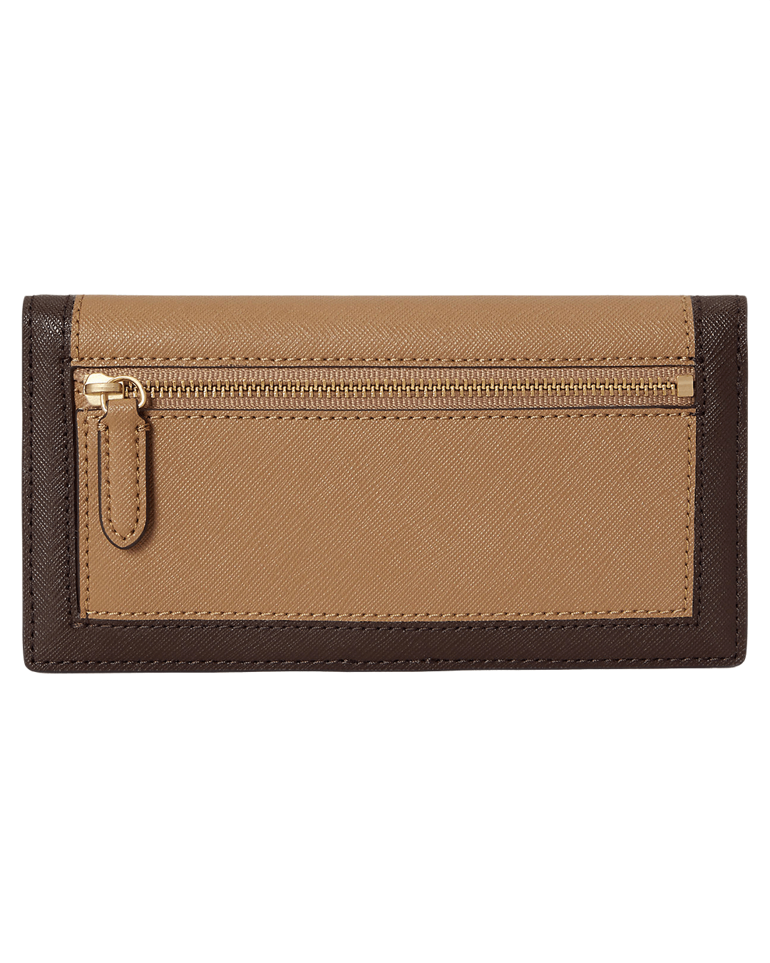 Lauren By Ralph Lauren Wallets ONE Lauren by Ralph Lauren Brown Crosshatch Leather Slim Wallet
