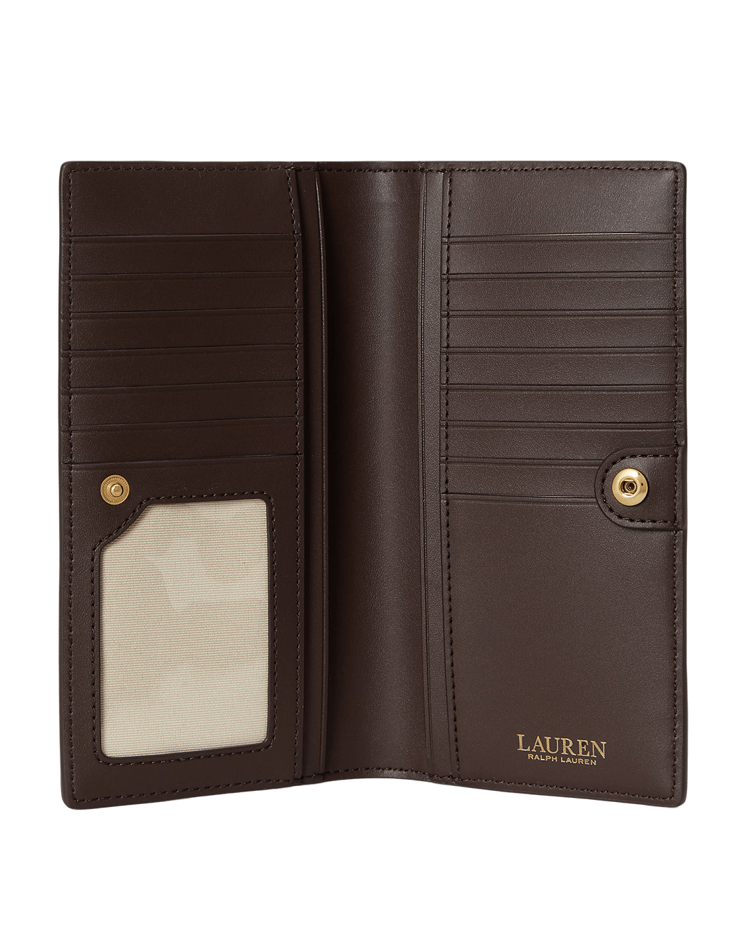 Lauren By Ralph Lauren Wallets ONE Lauren by Ralph Lauren Brown Crosshatch Leather Slim Wallet
