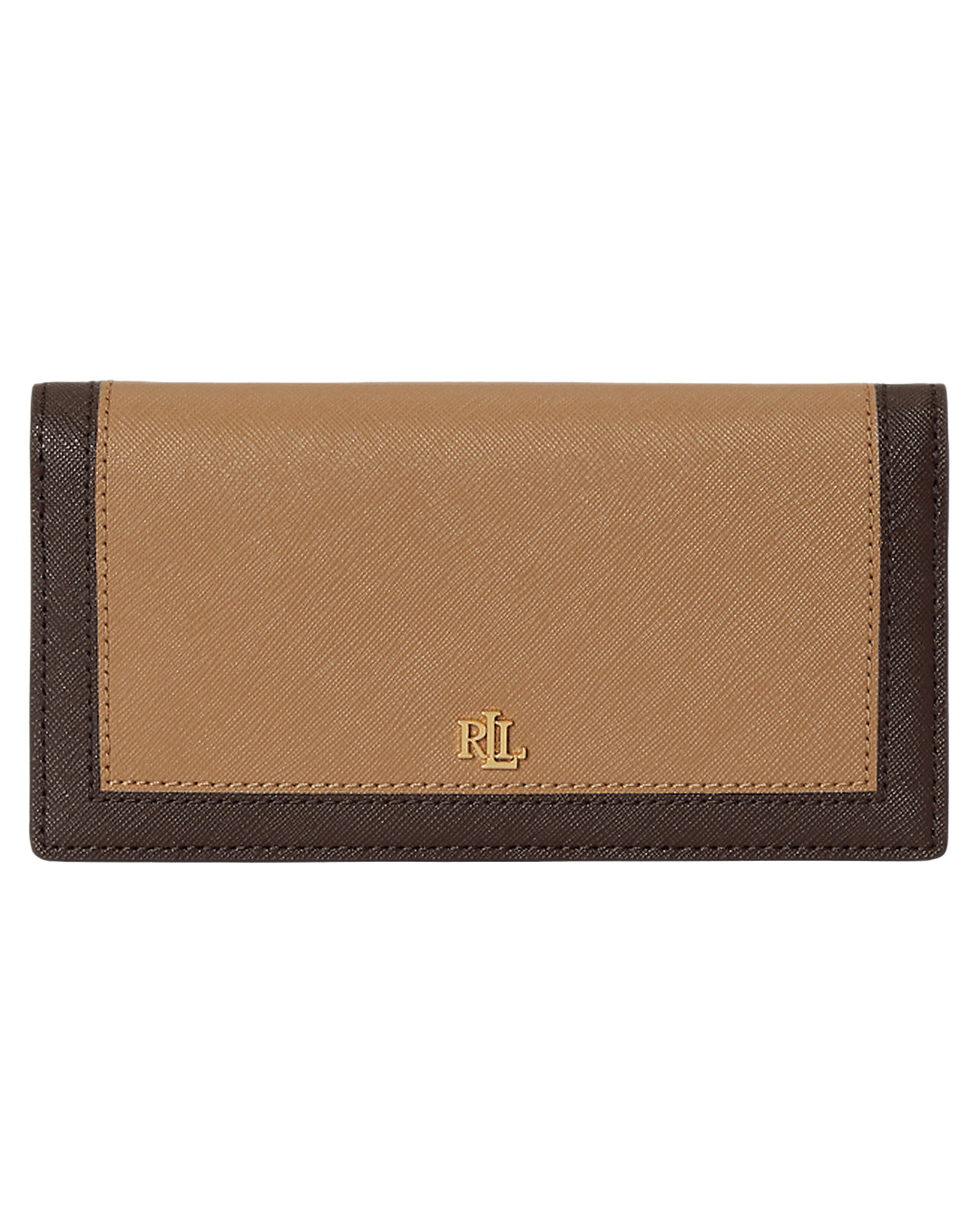 Lauren By Ralph Lauren Wallets ONE Lauren by Ralph Lauren Brown Crosshatch Leather Slim Wallet