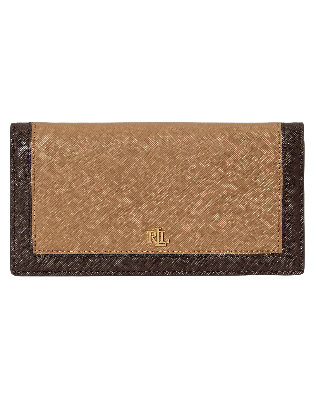 Lauren By Ralph Lauren Wallets ONE Lauren by Ralph Lauren Brown Crosshatch Leather Slim Wallet