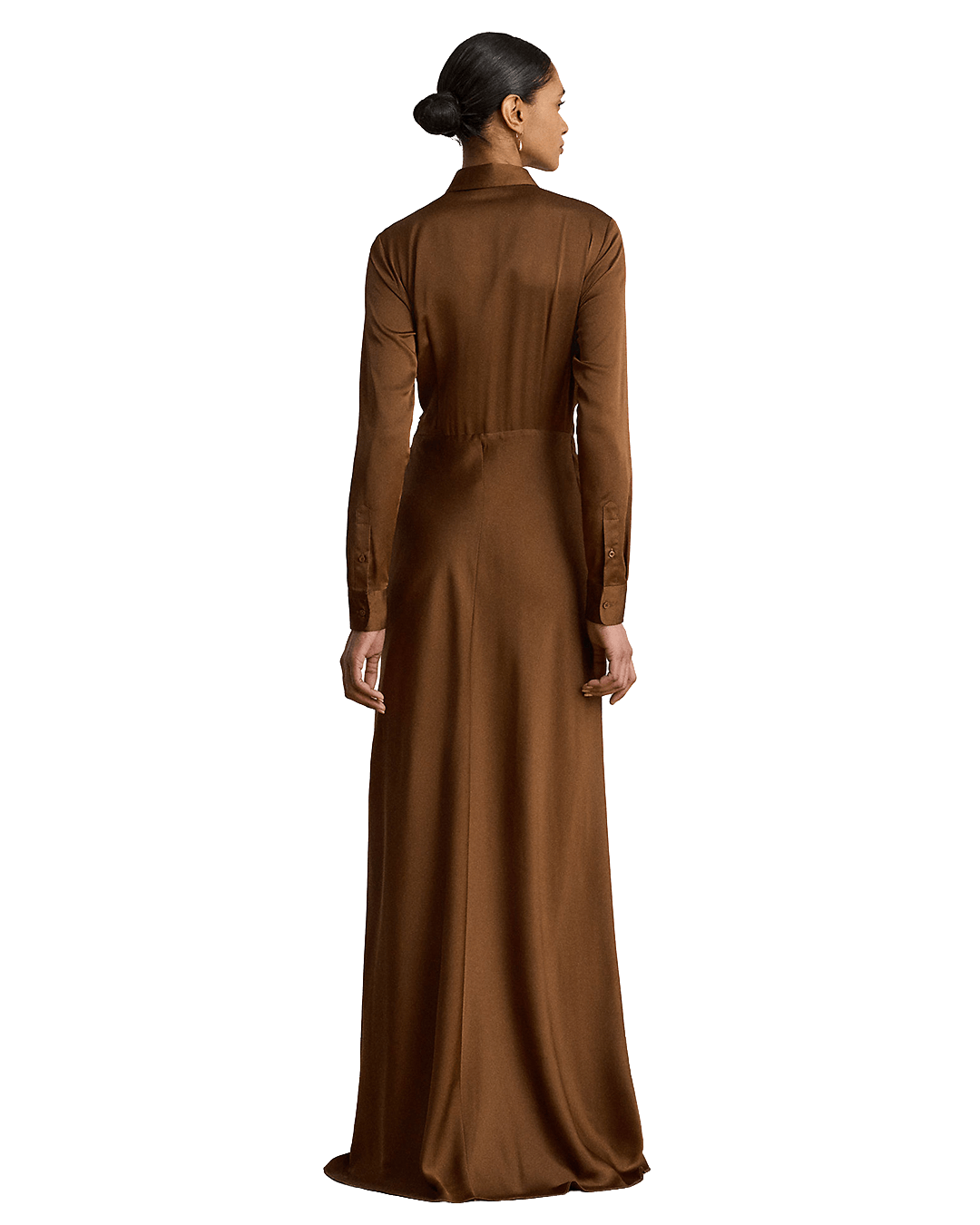 Lauren Dresses Lauren Brown Lauren Pleated Button-Up Charmeuse Gown Brown