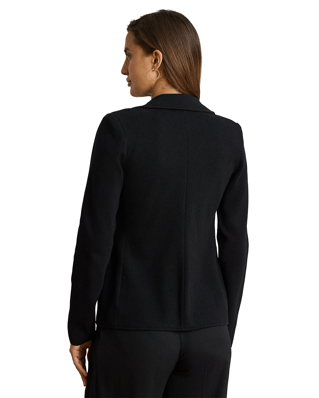 Lauren Jackets Lauren Black Lauren Double-Breasted Stretch Pique Blazer Black