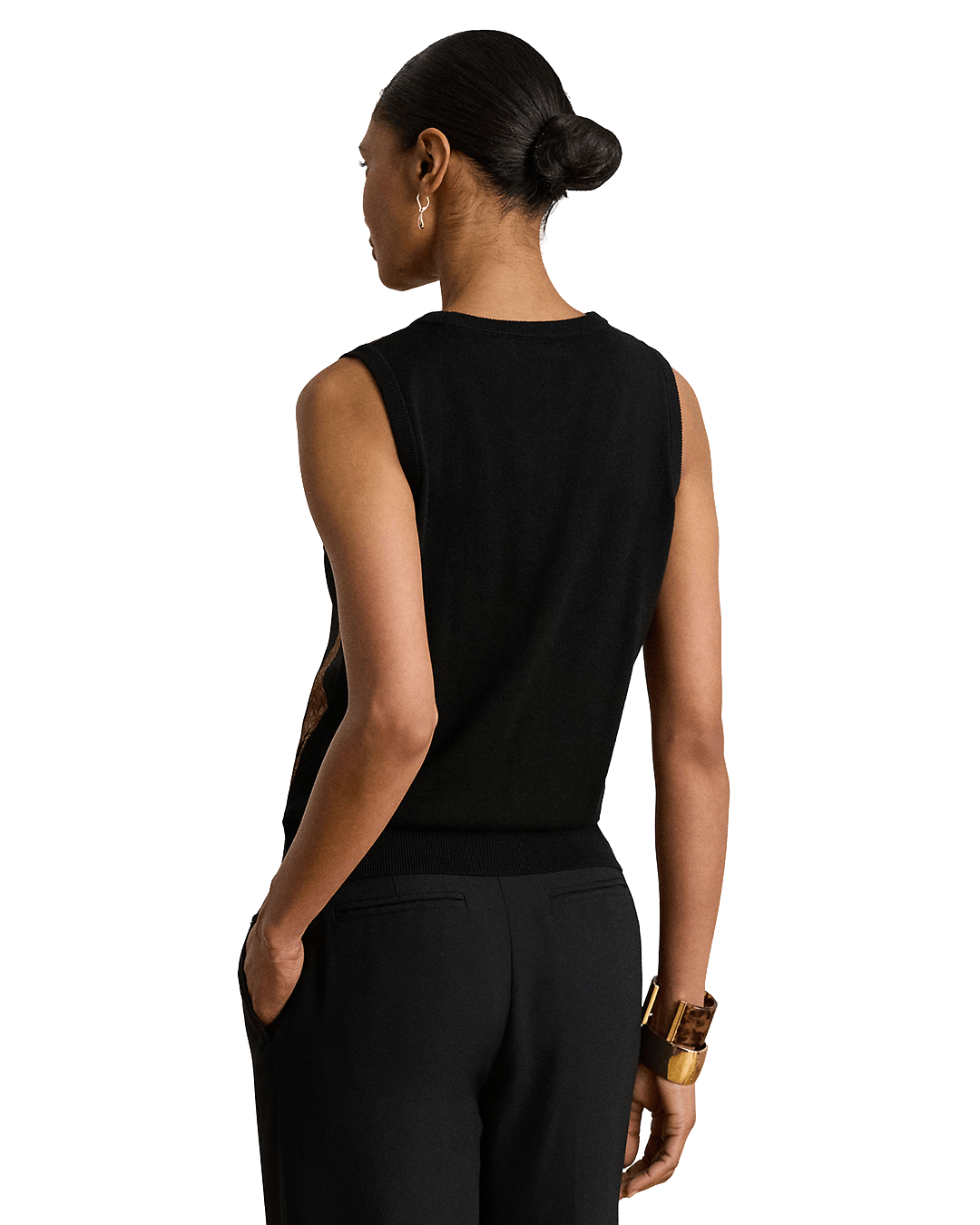 Lauren Jumpers Lauren Black Lauren Belting-Print Sleeveless Sweater Black