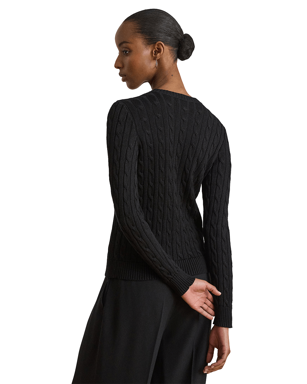 Lauren Jumpers Lauren Black Lauren Cable-Knit Cotton-Blend Cardigan Black