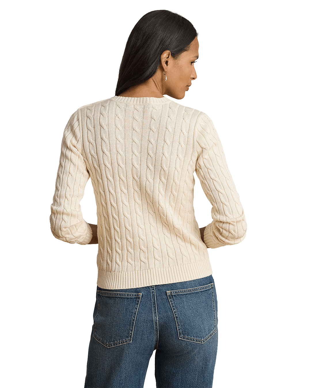 Lauren Jumpers Lauren Cream Lauren Button-Trim Cable-Knit Sweater Cream