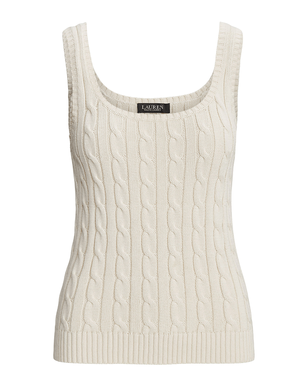 Lauren Jumpers Lauren Cream Lauren Cable Cotton-Blend Sleeveless Sweater Cream