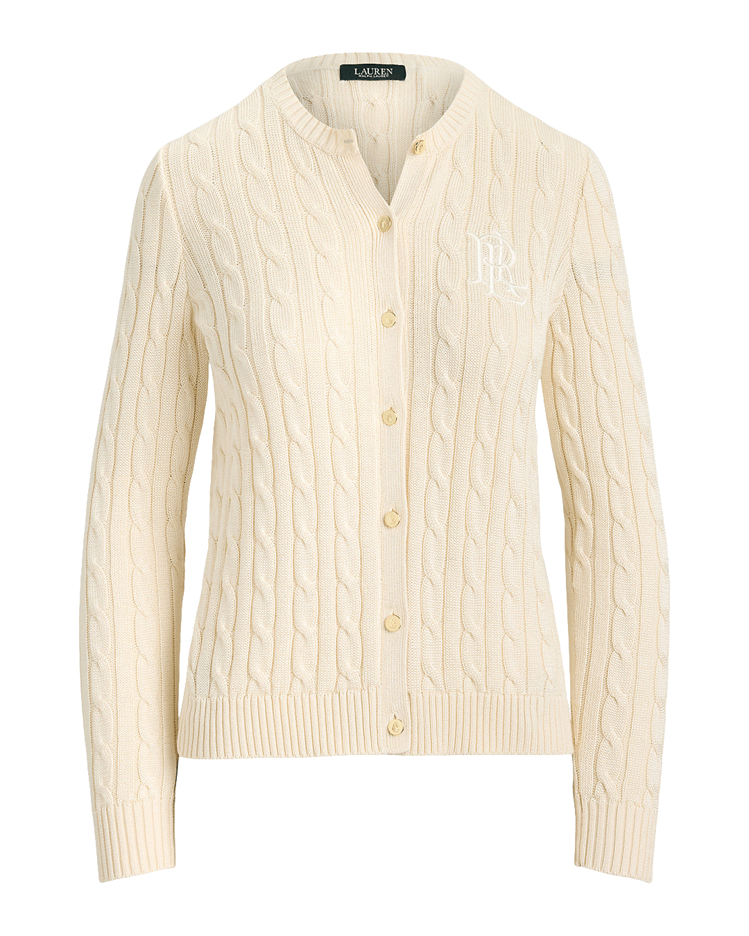 Lauren Jumpers Lauren Cream Lauren Cable-Knit Cotton-Blend Cardigan Cream