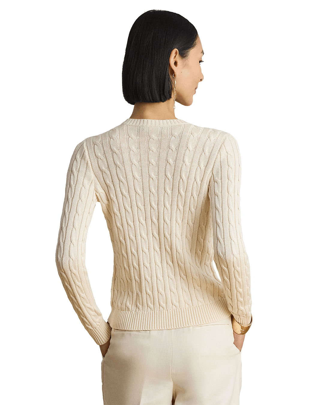 Lauren Jumpers Lauren Cream Lauren Cable-Knit Cotton-Blend Cardigan Cream
