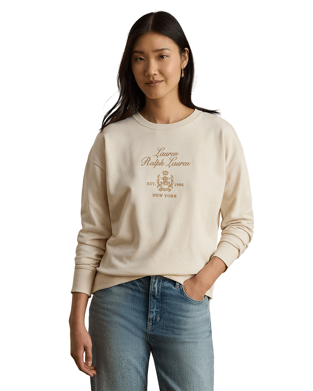 Lauren Jumpers Lauren Cream Lauren Embroidered French Terry Pullover Cream