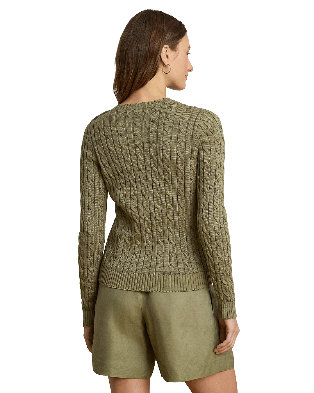 Lauren Jumpers Lauren Green Lauren Button-Trim Cable-Knit Sweater Green