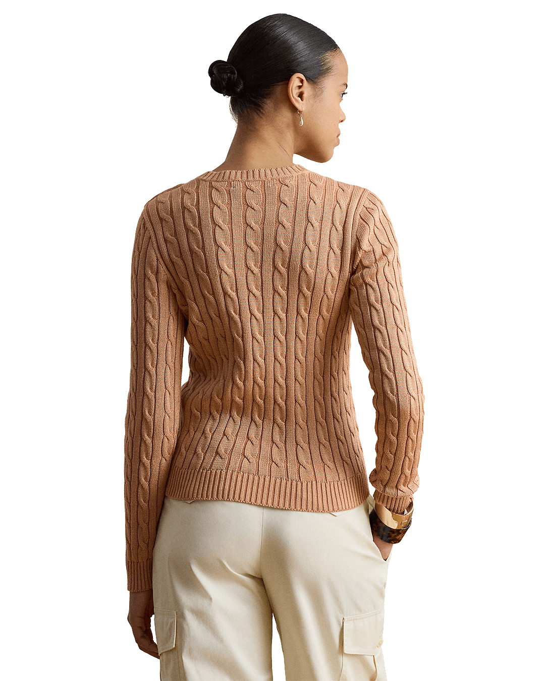 Lauren Jumpers Lauren Pink Lauren Button-Trim Cable-Knit Sweater Pink