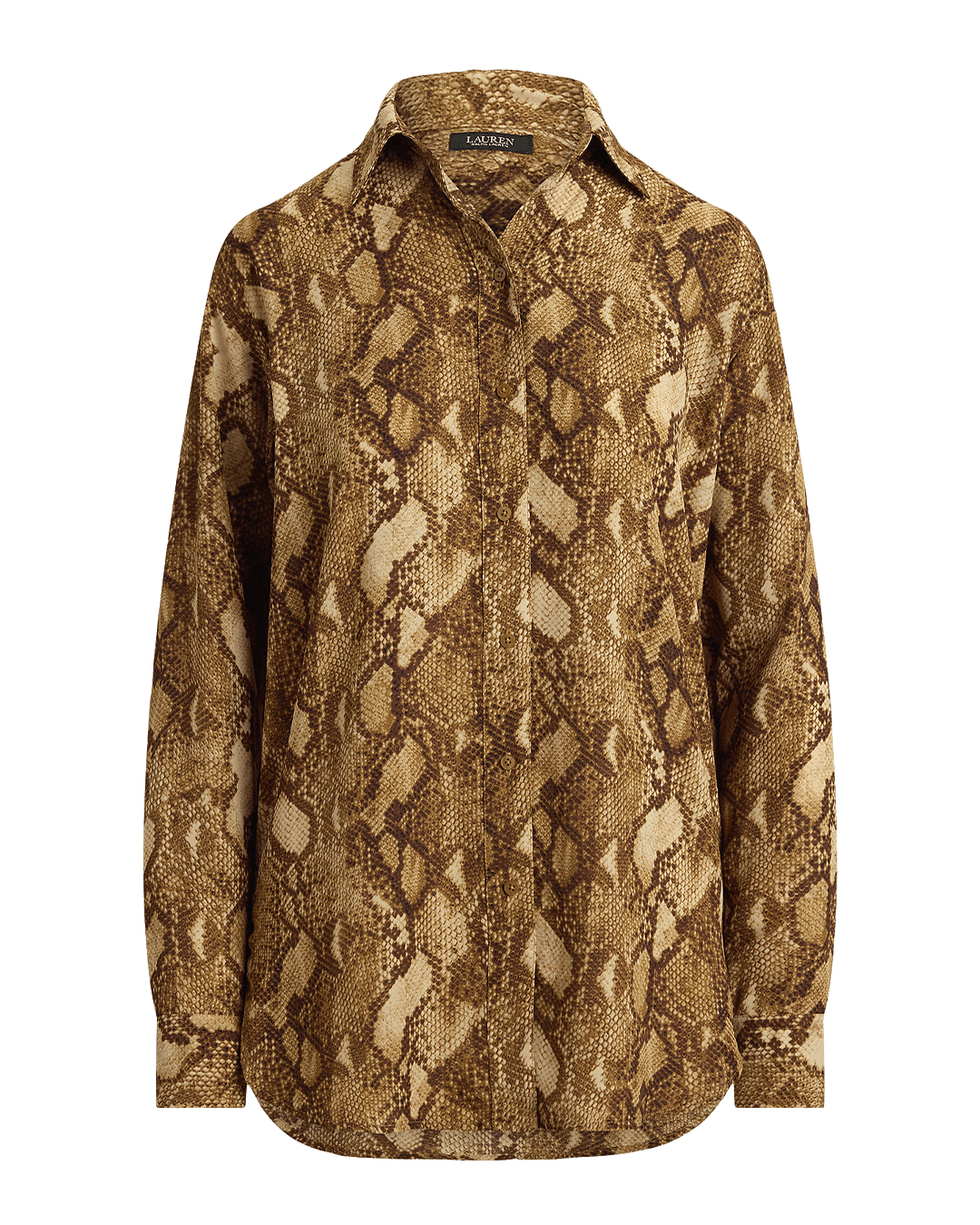 Lauren Shirts Lauren Beige Lauren Relaxed Fit Python-Print Georgette Shirt Beige