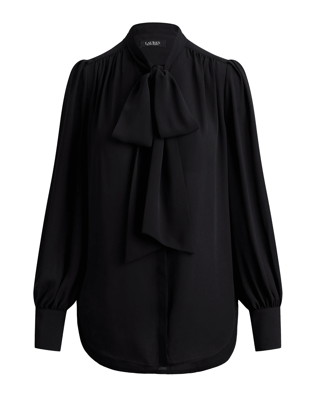 Lauren Shirts Lauren Black Lauren Klaryce Georgette Tie-Neck Blouse Black