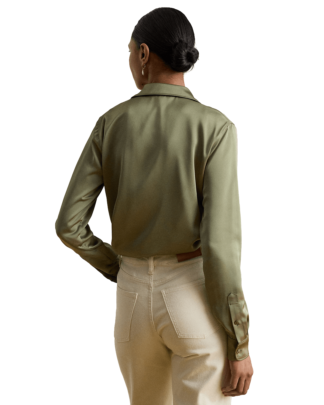 Lauren Shirts Lauren Green Lauren Classic Fit Satin Charmeuse Shirt Green