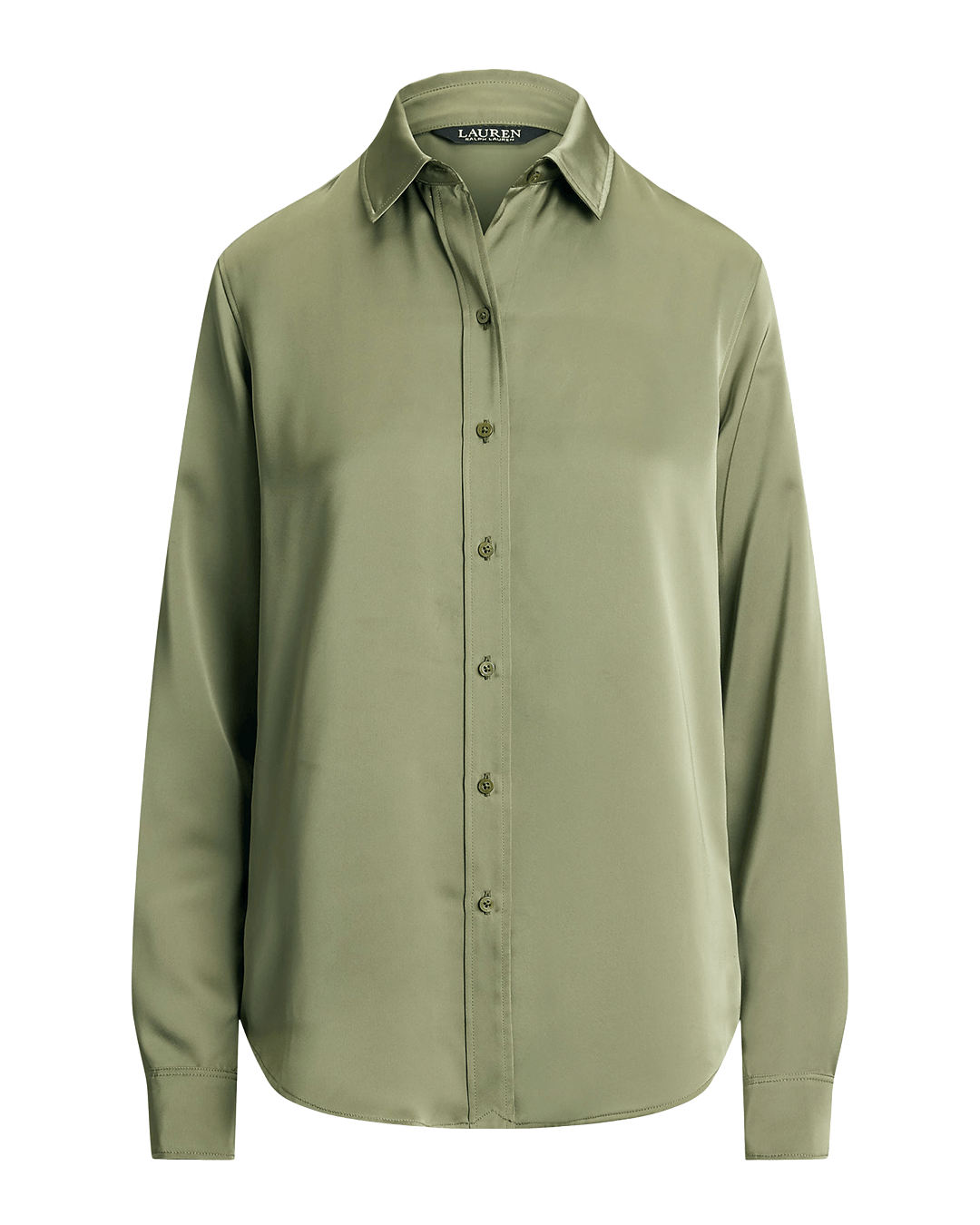 Lauren Shirts Lauren Green Lauren Classic Fit Satin Charmeuse Shirt Green