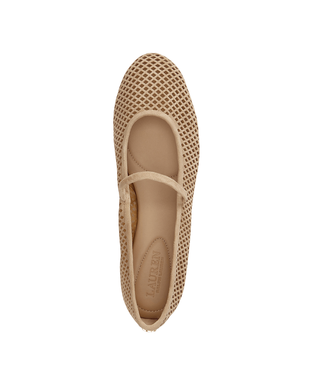 Lauren Shoes Lauren Beige Lauren Jayna Perforated Suede Mary Jane Flat Beige