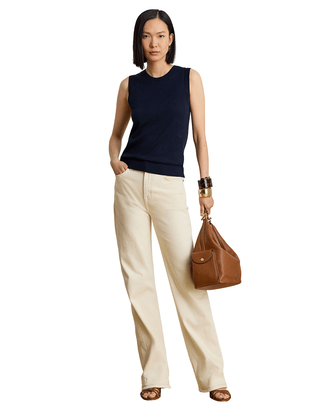 Lauren Trousers Lauren Cream Lauren High-Rise Straight Jean Cream