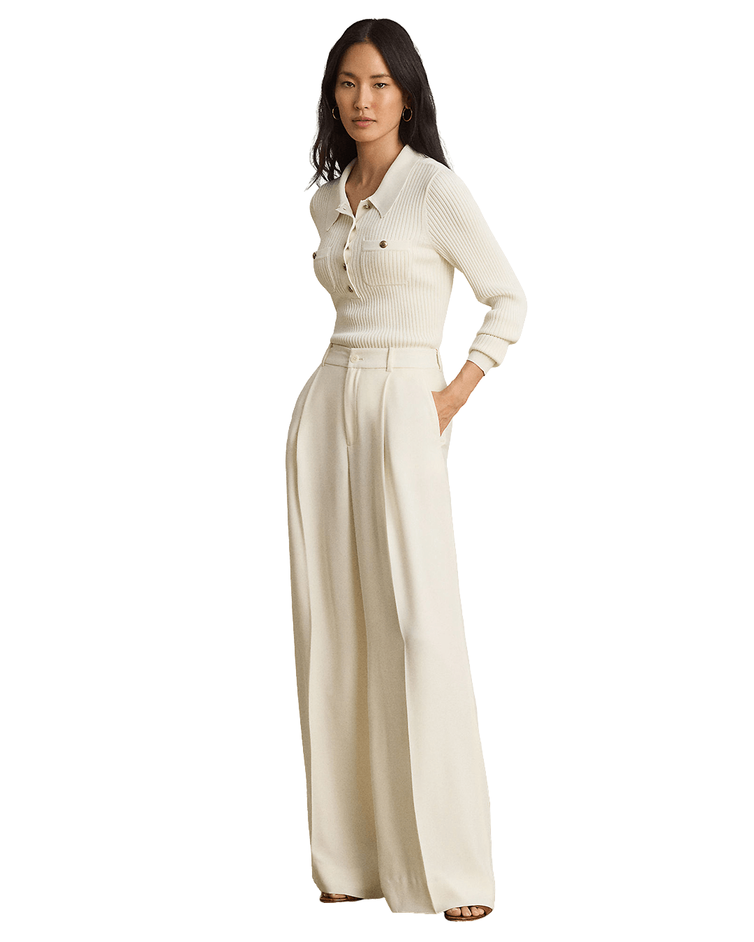 Lauren Trousers Lauren Cream Lauren Kirahn Wide-Leg Pant Cream
