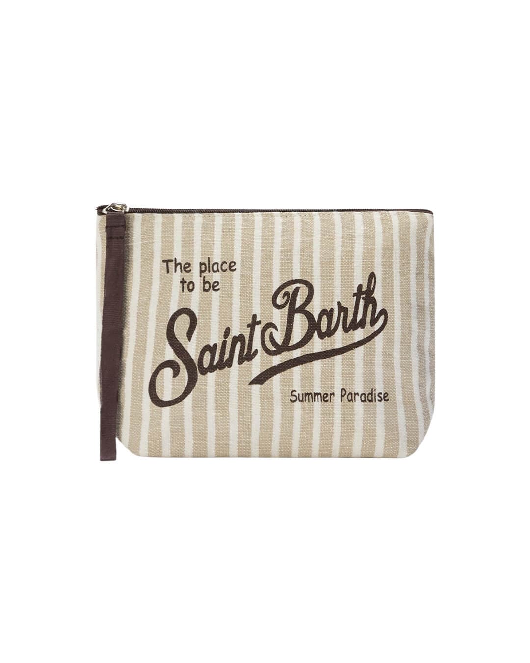 MC2 Saint Barth Bags ONE ALINE BEIGE  STRIPES  LINEN POCHETTE