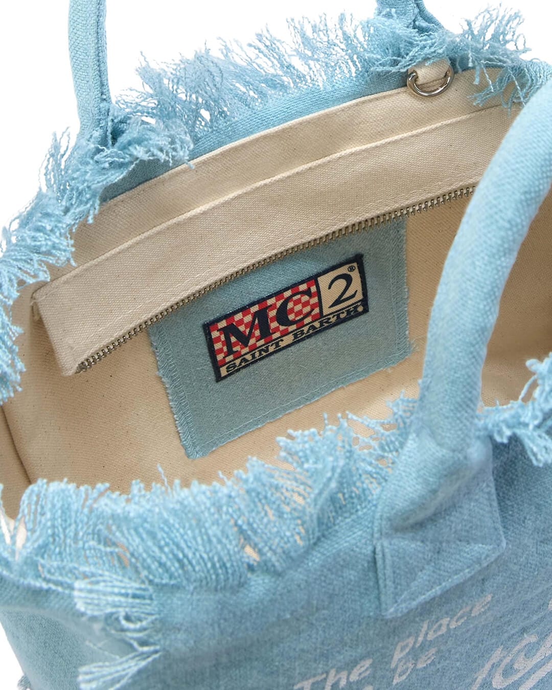MC2 Saint Barth Bags ONE COLETTE LIGHT BLUE LINEN HAND BAG