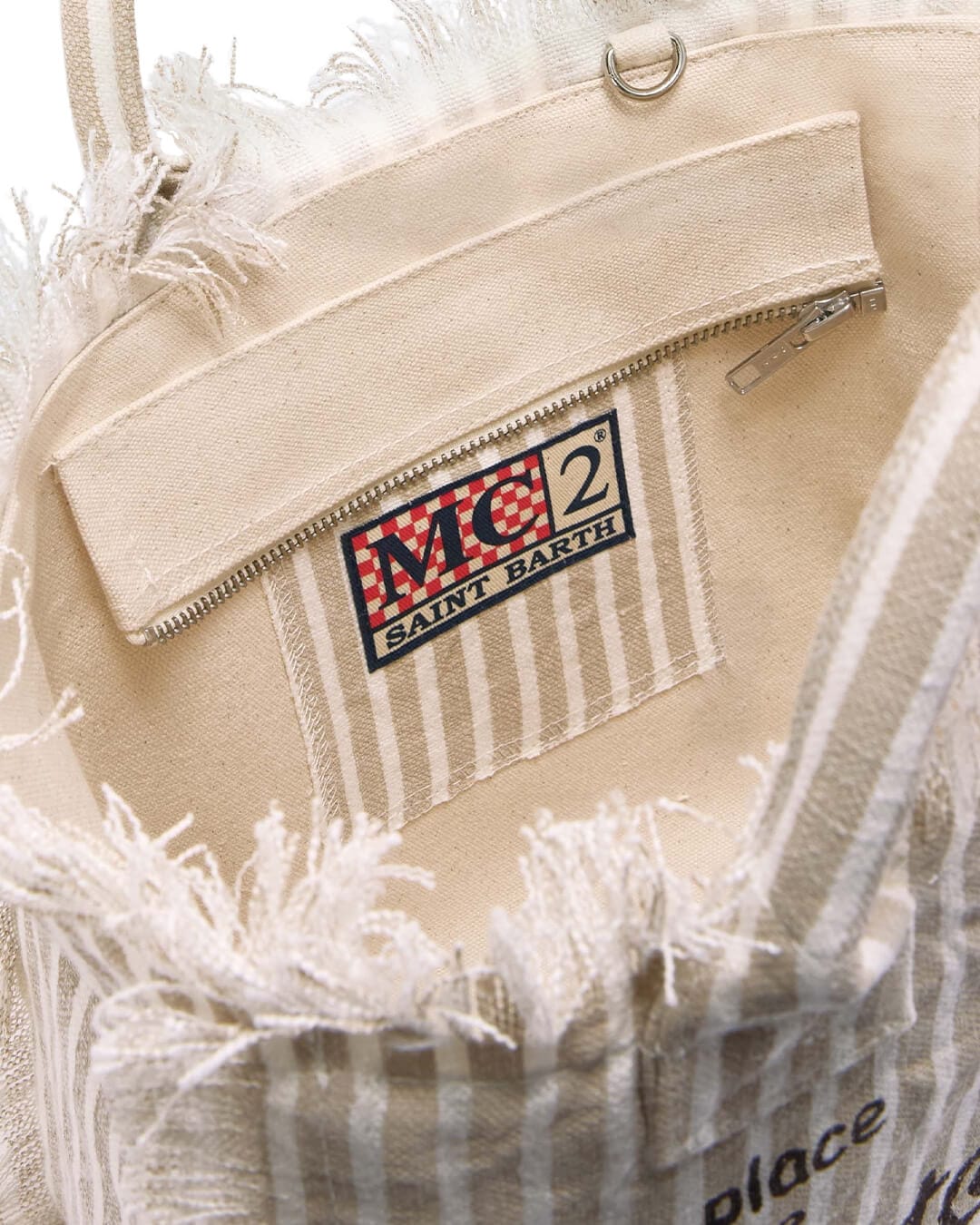 MC2 Saint Barth Bags ONE MC2 COLETTE BEIGE STRIPES LINEN HAND BAG