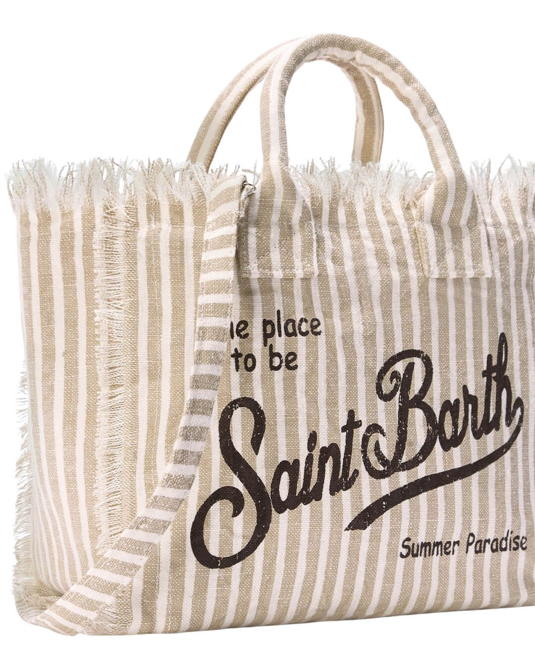 MC2 Saint Barth Bags ONE MC2 COLETTE BEIGE STRIPES LINEN HAND BAG