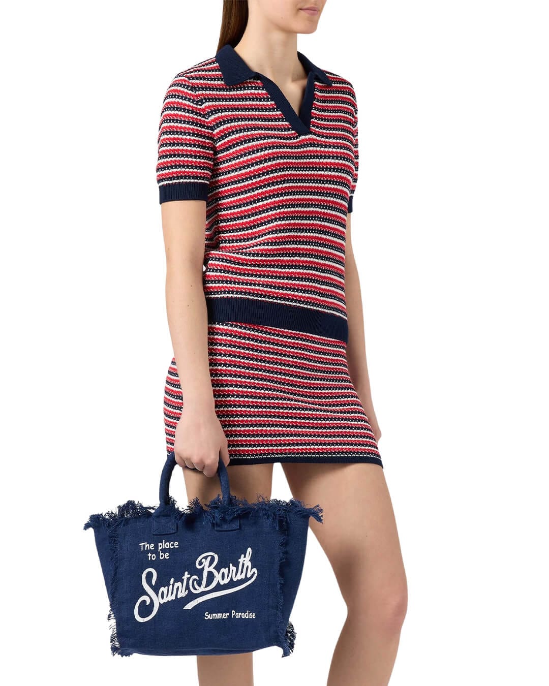 MC2 Saint Barth Bags ONE MC2 Colette Linen Hand Bag With Strap Linen 61 Blue Navy
