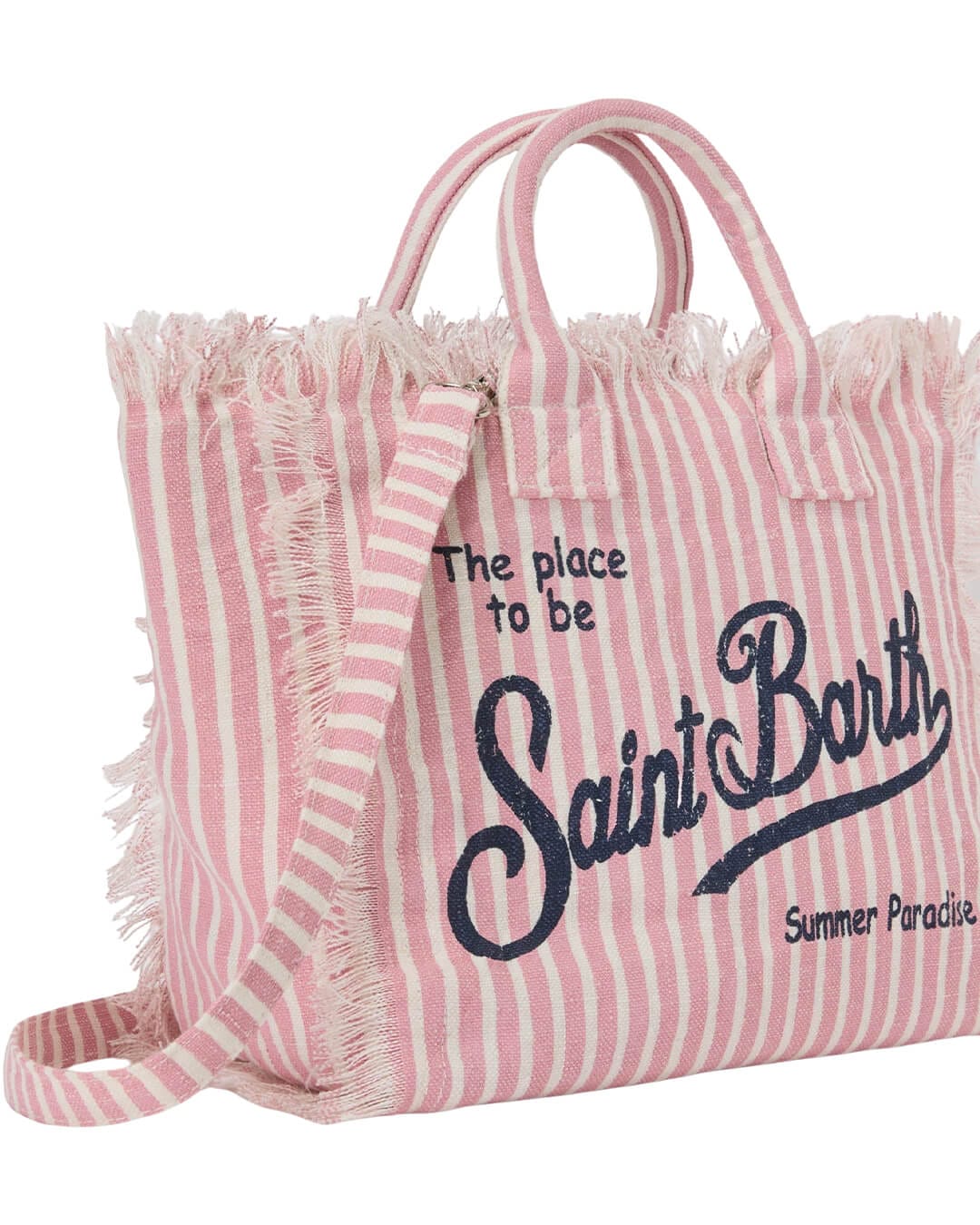 MC2 Saint Barth Bags ONE MC2 COLETTE PINK STRIPES LINEN HAND BAG