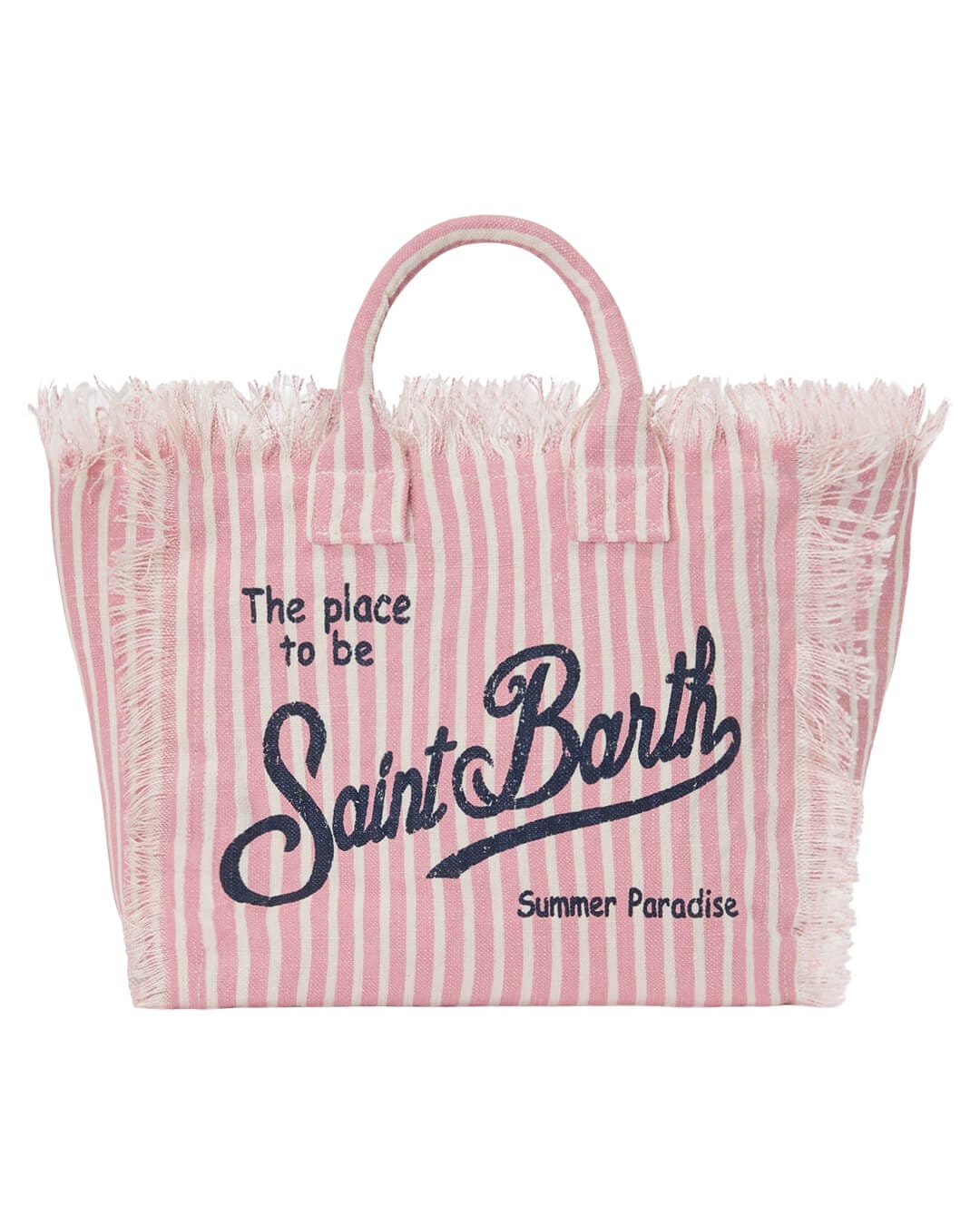MC2 Saint Barth Bags ONE MC2 COLETTE PINK STRIPES LINEN HAND BAG