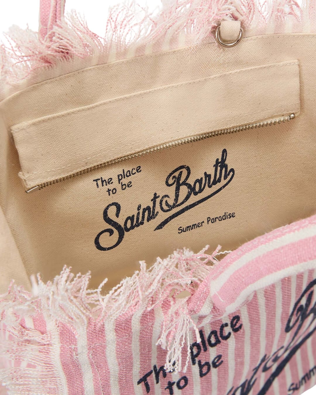 MC2 Saint Barth Bags ONE MC2 COLETTE PINK STRIPES LINEN HAND BAG