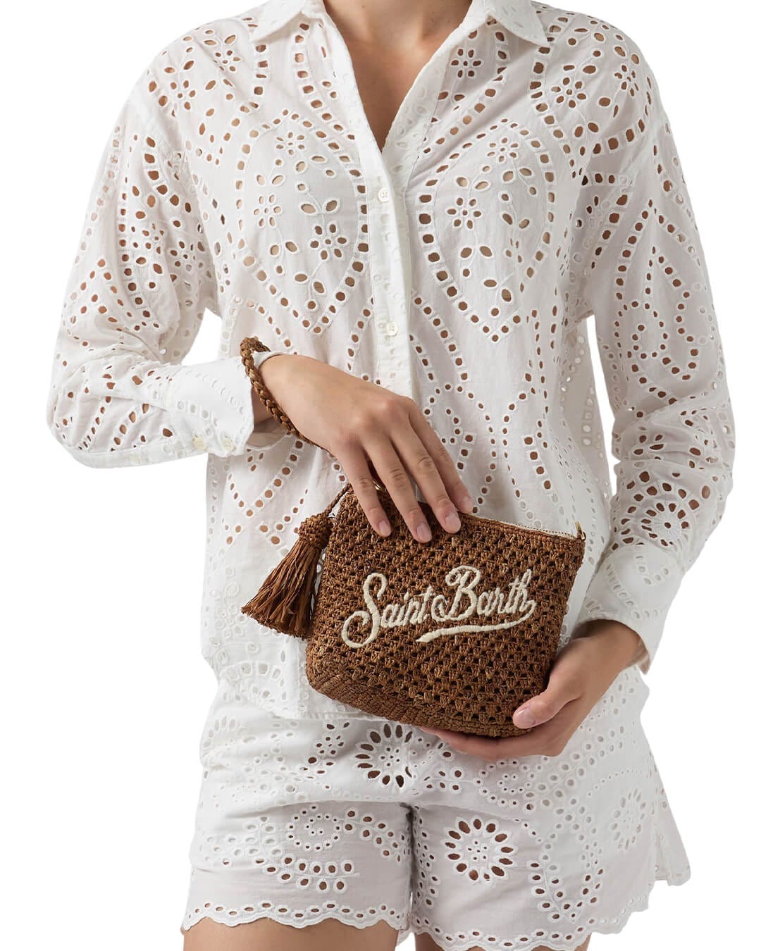 MC2 Saint Barth Bags ONE MC2 Raffia Pouch Pochette 19 Wave Emb 09038l