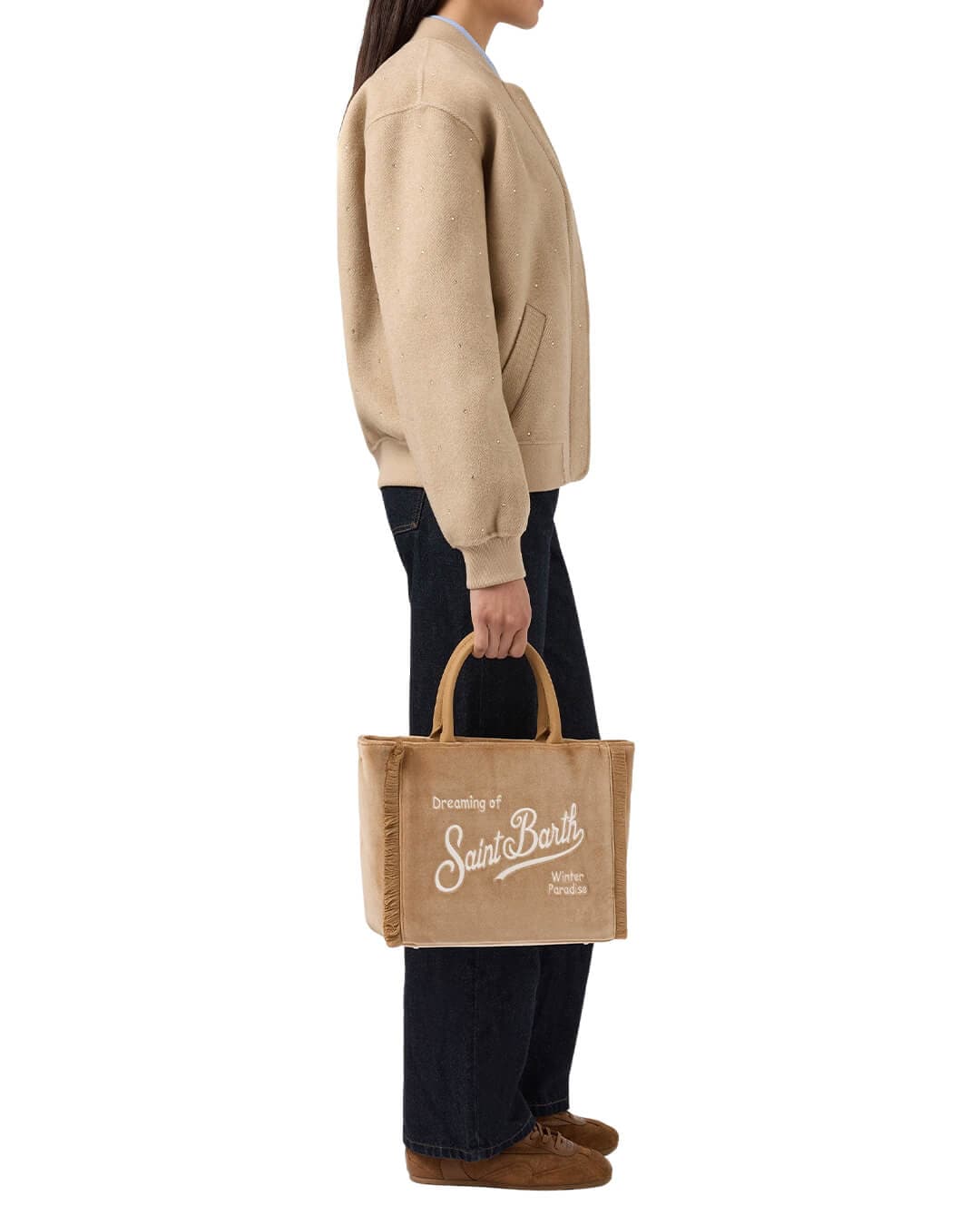 MC2 Saint Barth Bags ONE MC2 Saint Barth Colette Velvet Hand Bag With Strap 12 Emb 00296I