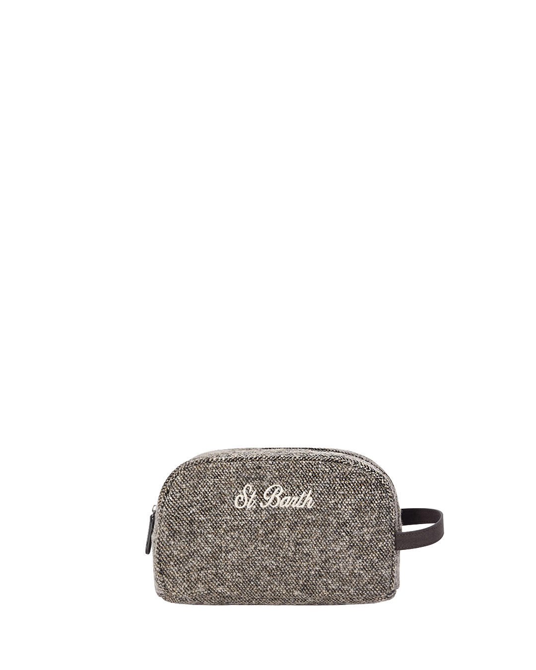 Mc2 Saint Barth Bags ONE MC2 Saint Barth Grey Westwood Wool Twill Embroidered Wash Bag