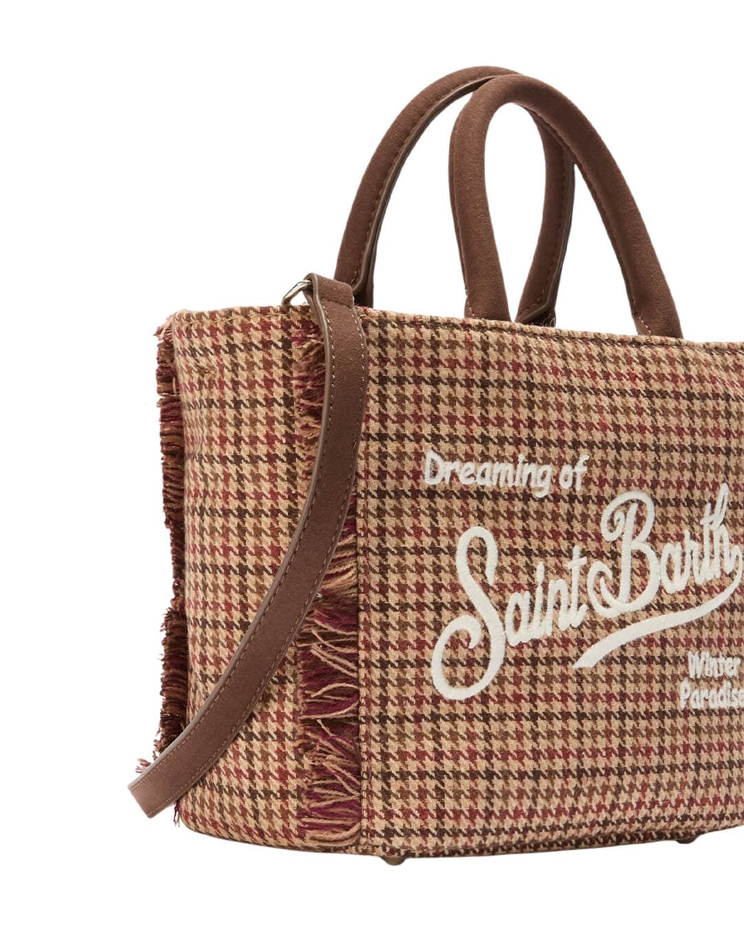 MC2 Saint Barth Bags ONE MC2 Saint Barth Vanity Mini Wool Small Bag With Strap Pied De Poule Soft 45 Emb 00282I