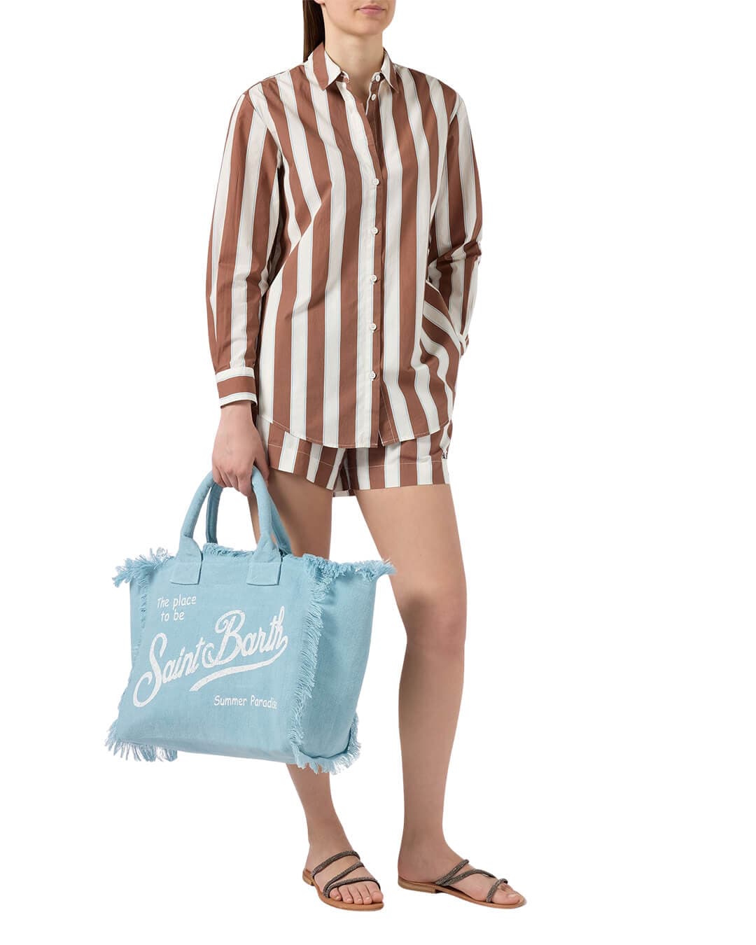 MC2 Saint Barth Bags ONE MC2 VANITY LIGHT BLUE LINEN BAG
