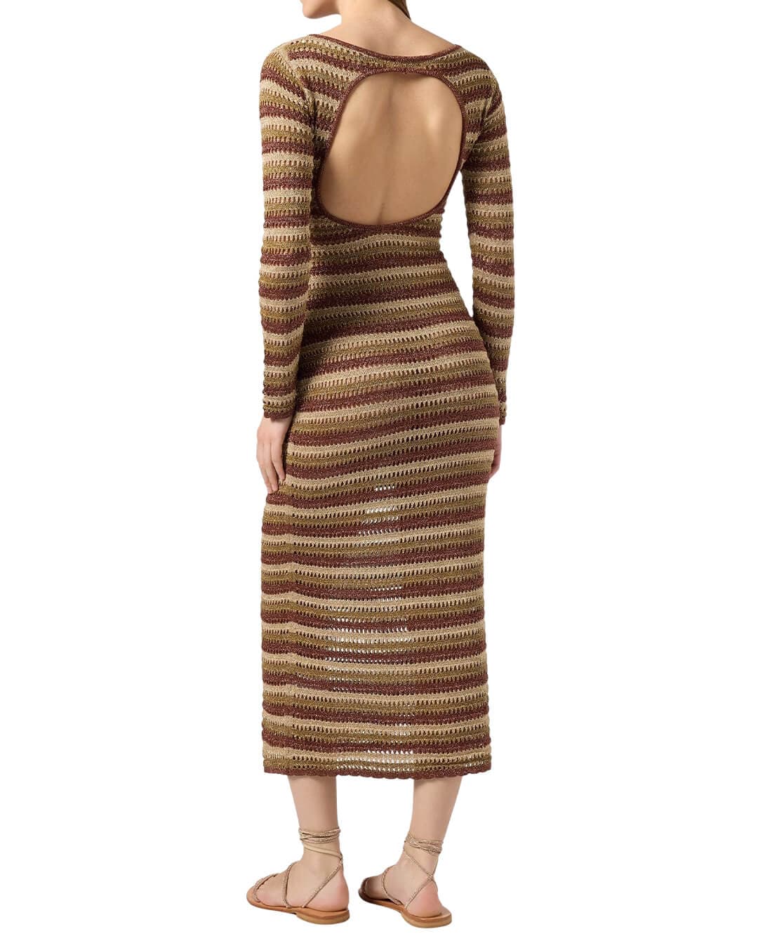 MC2 Saint Barth Dresses MC2 ROBYN KNITTED DRESS STRIPES LUREX GOLD