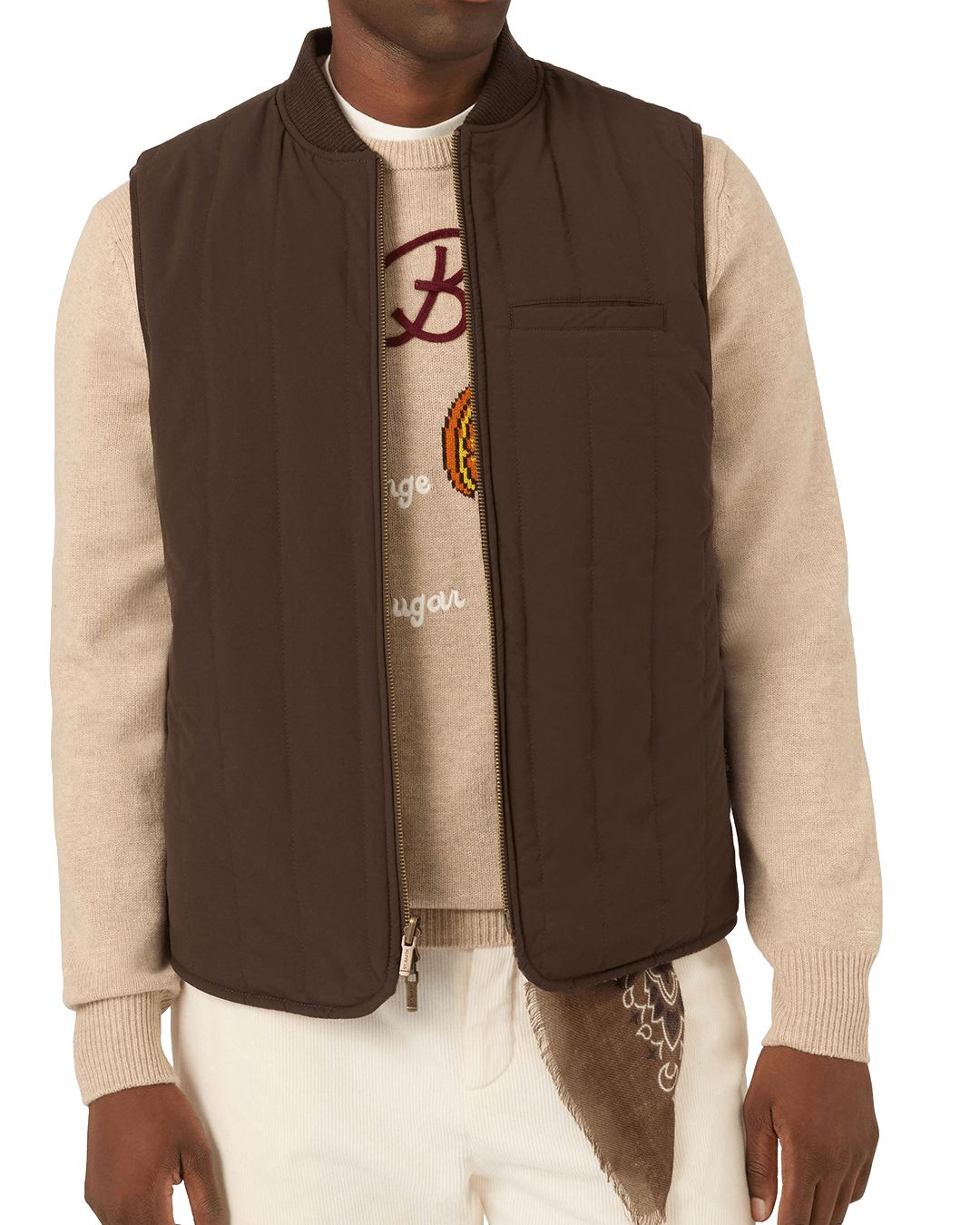 Mc2 Saint Barth Gilets MC2 Saint Barth Brown Spencer Houndstooth Reversible Wool Gilet