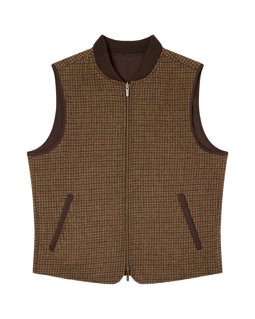 Mc2 Saint Barth Gilets MC2 Saint Barth Brown Spencer Houndstooth Reversible Wool Gilet