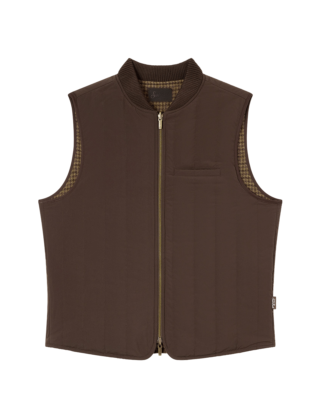Mc2 Saint Barth Gilets MC2 Saint Barth Brown Spencer Houndstooth Reversible Wool Gilet