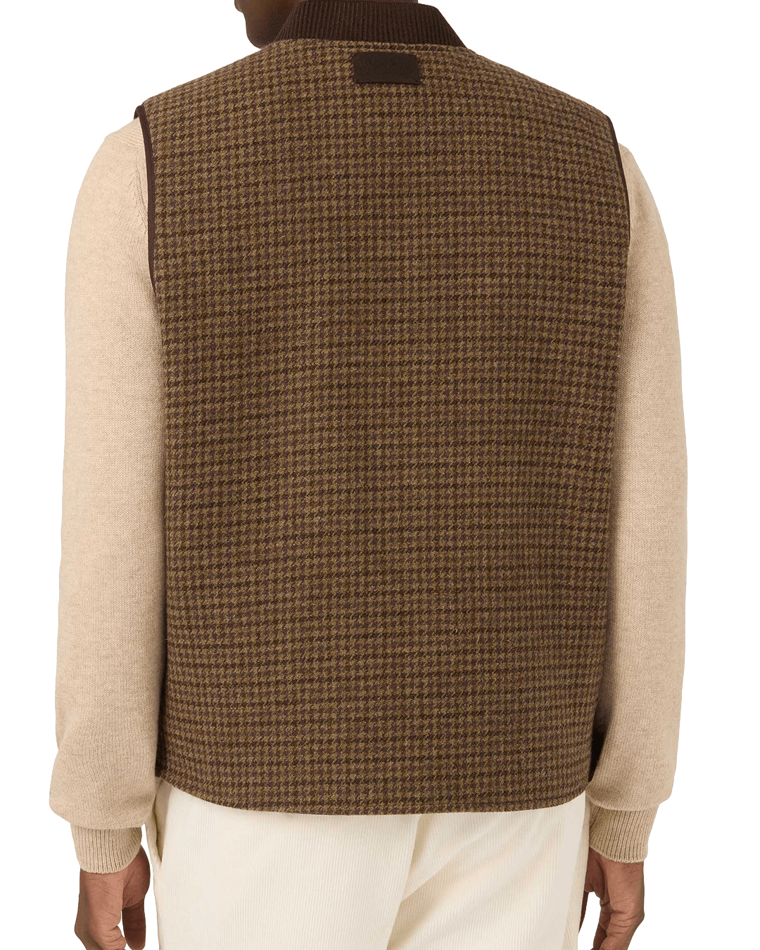 Mc2 Saint Barth Gilets MC2 Saint Barth Brown Spencer Houndstooth Reversible Wool Gilet