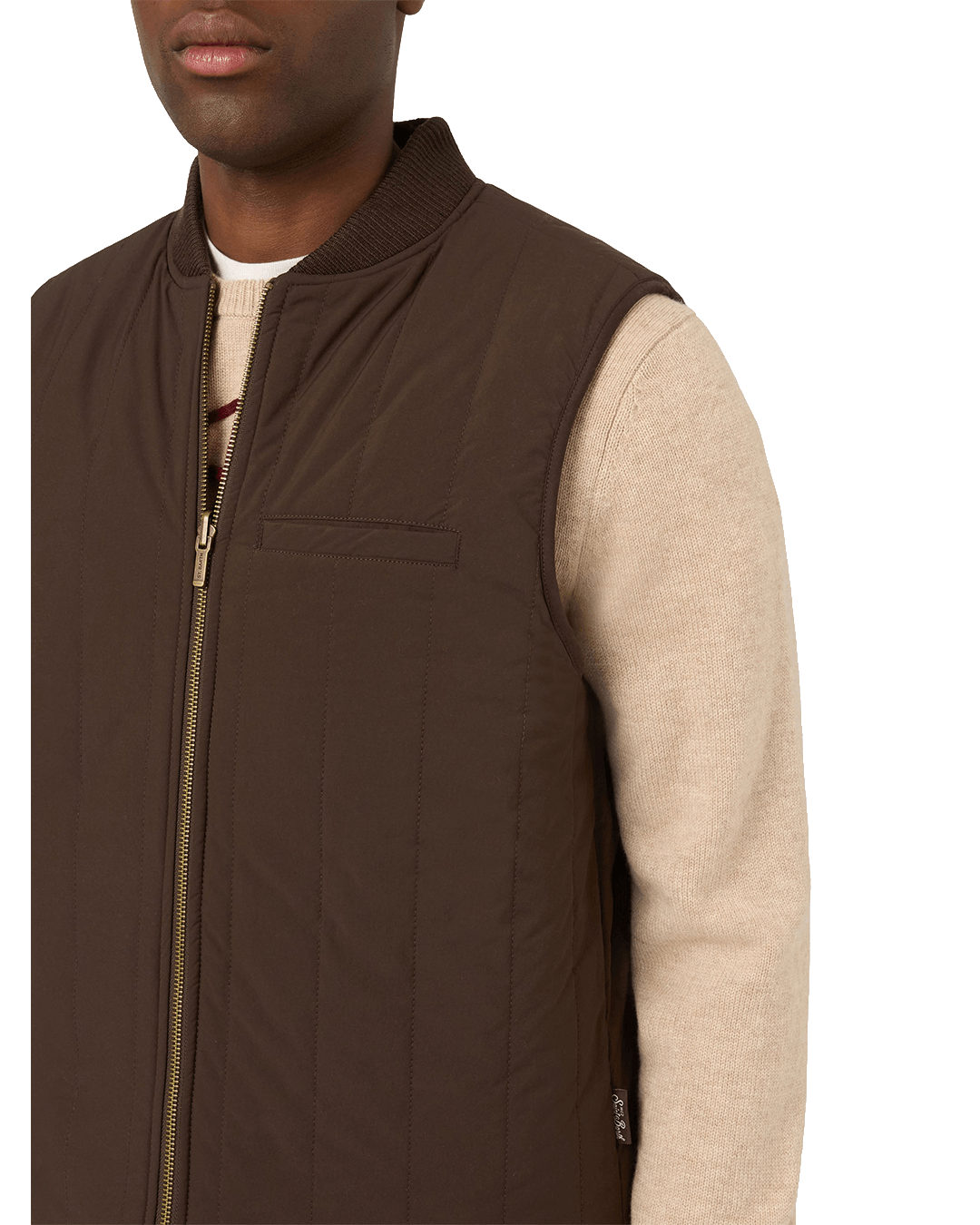 Mc2 Saint Barth Gilets MC2 Saint Barth Brown Spencer Houndstooth Reversible Wool Gilet